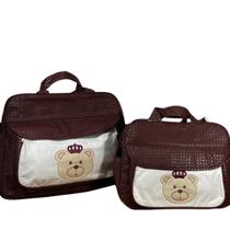 Kit Bolsa Maternidade Marrom Ursinho com Coroa + Frasqueira Kit Bolsa Maternidade Marrom Ursinho com Coroa + Frasqueira