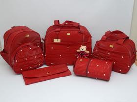 Kit bolsa maternidade menina 5 peças vinho luxo Kit bolsa maternidade menina 5 peças vinho luxo
