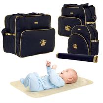 Kit Bolsa Maternidade Menina Mochila Azul P/ Mamãe