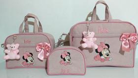 Kit Bolsa Maternidade personalizada três peças ( bolsa grande e media e nécessaire)