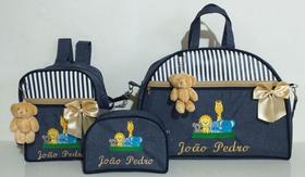 Kit Bolsa Maternidade personalizada três peças ( bolsa grande, mochila e nécessaire)