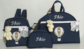 Kit Bolsa Maternidade personalizada três peças ( bolsa grande, mochila e nécessaire)