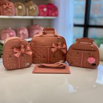 Kit Bolsa Maternidade Redonda 4 peças Mala e Mochila 2 em 1 para Bebê Menino / Menina