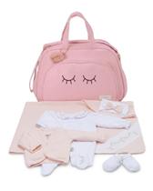 Kit Bolsa Maternidade Rosa Saída 5pçs Algodão Egípcio Luxo