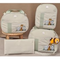 kit bolsa maternidade tema safari com mochila e trocador