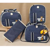 kit bolsa maternidade tema safari com mochila e trocador