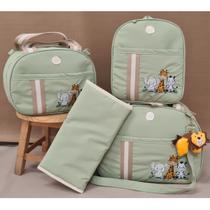 kit bolsa maternidade tema safari com mochila e trocador - mk baby