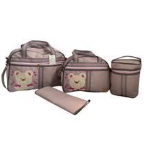 Kit bolsa maternidade W Baby 4 Peças Urso rosa