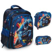 Kit Bolsa Mochila Escolar Menino Estampa Batman Passeio