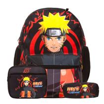 Kit Bolsa Mochila Escolar Naruto Estojo Lancheira Juvenil