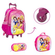 Kit Bolsa Mochila Escolar Princesas Rodinha Toys 2U Passeio