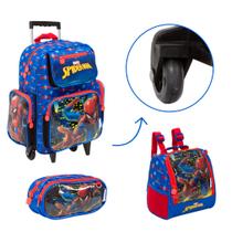 Kit Bolsa Mochila Escolar Spider Man Herói Carrinho Passeio Kit Bolsa Mochila Escolar Spider Man Herói Carrinho Passeio