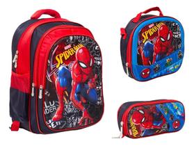 Kit Bolsa Mochila Escolar Spider Man Masculina Passeio