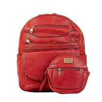 Kit Bolsa Mochila Feminina Couro Envernizado Vermelha Red + Bolsa Transversal Oval