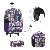 Kit Bolsa Mochila Feminina Wandinha Rodinhas Resistente Kit Bolsa Mochila Feminina Wandinha Rodinhas Resistente