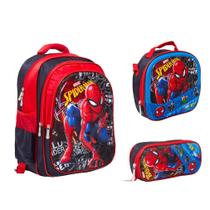 Kit Bolsa Mochila Homem Aranha Lancheira Térmica Passeio