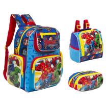 Kit Bolsa Mochila Infantil Avengers G Resistente Passeio