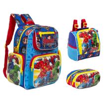 Kit Bolsa Mochila Infantil Avengers G Resistente Passeio Kit Bolsa Mochila Infantil Avengers G Resistente Passeio