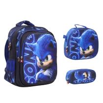 Kit Bolsa Mochila Infantil Menino Sonic 3 Peças Passeio Kit Bolsa Mochila Infantil Menino Sonic 3 Peças Passeio