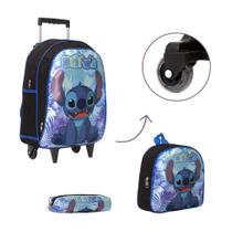 Kit Bolsa Mochila Infantil Rodinha Stitch Escolar Passeio