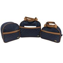 Kit bolsa mochila maternidade veneza 3 peças + trocador azul marinho - boni Kit bolsa mochila maternidade veneza 3 peças + trocador azul marinho - boni