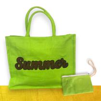 Kit Bolsa + Necessaire Casual Praia Verão Zíper Alça Dupla Grande Feminino SUMMER 869