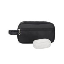 Kit Bolsa Necessaire Resistente de Nylon Preta e Saboneteira Kit Bolsa Necessaire Resistente de Nylon Preta e Saboneteira