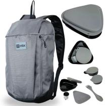 Kit Bolsa para Caminhada Cinza Ioio Ntk + 6 Utensilios de Cozinha Camping Incluindo Prato Garfo e Copo Nautika