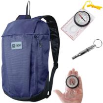 Kit Bolsa para Caminhada Ntk Azul Ioio + Apito de Emergencia Sobrevivencia + Bussola Trilha