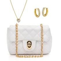 Kit Bolsa Pequena Feminina Corrente De Mão E De Ombro Colar Kit Bolsa Pequena Feminina Corrente De Mão E De Ombro Colar