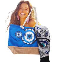 Kit Bolsa Praia Olho Grego + Canga Boas Vibrações Kit Bolsa Praia Olho Grego + Canga Boas Vibrações