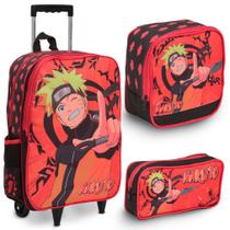 Kit Bolsa Rodinha Infantil Masculina Naruto Toys 2u