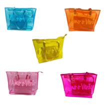 Kit Bolsa Sacola Amo O Verão de Silicone Leve De Ombro Com Alça Confortável De Praia Passeios Ao Ar Livre