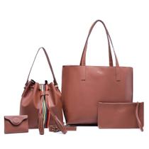 Kit Bolsa sacola feminina grande com nécessaire + Bolsa saquinho transversal com porta cartão