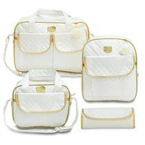 Kit Bolsa Saída de Maternidade Bebê Luxo Mala Mochila 4 Peças Matelasse Menino Menina Multifunção impermeável Resistente