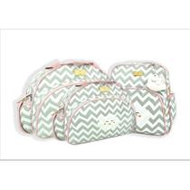 Kit Bolsa Saida Maternidade Chevron Nuvem 3 Peças Cinza com Rosa Atacado Barato Kit Bolsa Saida Maternidade Chevron Nuvem 3 Peças Cinza com Rosa Atacado Barato