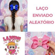 Kit Bolsa Silicone alça transversal Fofa Bolsinha Labubu porta moedas Acessórios crianças + Laço de cabelo bico de pato