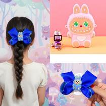 Kit Bolsa Silicone Fofa + Laço de cabelo 3D bico de pato Bolsinha Labubu porta moedas Acessórios para crianças Presente