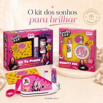 Kit Bolsa Tênis Emilly Vick Dos Rosa Tô Pronta Beauty Mix Maquiagem Infantil Kit Beleza