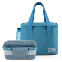 Kit Bolsa Térmica E Pote Marmita De 2 Andares 950ml - Jacki Design Azul Kit Bolsa Térmica E Pote Marmita De 2 Andares 950ml - Jacki Design Azul