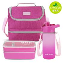 Kit Bolsa Térmica Lancheira Necessaire Marmita Lanche Garrafa Squeeze Infantil Escola Creche BPA Fre Kit Bolsa Térmica Lancheira Necessaire Marmita Lanche Garrafa Squeeze Infantil Escola Creche BPA Fre