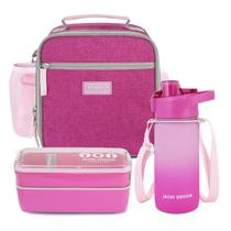 Kit Bolsa Térmica Lancheira Necessaire Marmita Lanches Garrafa Squeeze Infantil Juvenil Escola Passeio Creche BPA Free