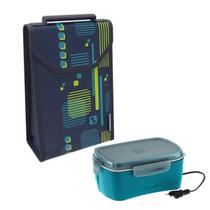 Kit Bolsa Térmica Lunch 4,2 L + Marmita Elétrica Bivolt Azul Refeição - Soprano