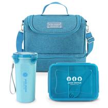 Kit Bolsa Térmica Marmita Divisória Garrafa 500ml Tampa Pote