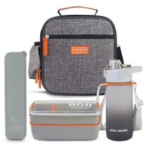 Kit Bolsa Térmica Pote Marmita 750ml Garrafa 550ml E Porta Talheres Vibe Cinza Kit Bolsa Térmica Pote Marmita 750ml Garrafa 550ml E Porta Talheres Vibe Cinza