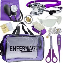 Kit Bolsa Transparente Aparelho de Pressão Aneroide Esteto Enfermagem Incoterm