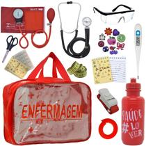 Kit Bolsa Transparente Aparelho de Pressão Aneroide Esteto Enfermagem