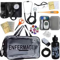 Kit Bolsa Transparente Aparelho de Pressão Aneroide Monitor Enfermagem