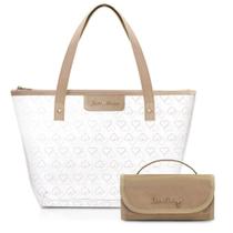 Kit Bolsa Transparente + Necessaire Rocambole Bege Kit Bolsa Transparente + Necessaire Rocambole Bege