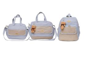 Kit Bolsas Bebê Maternidade 3 Peças Fun Azul Claro